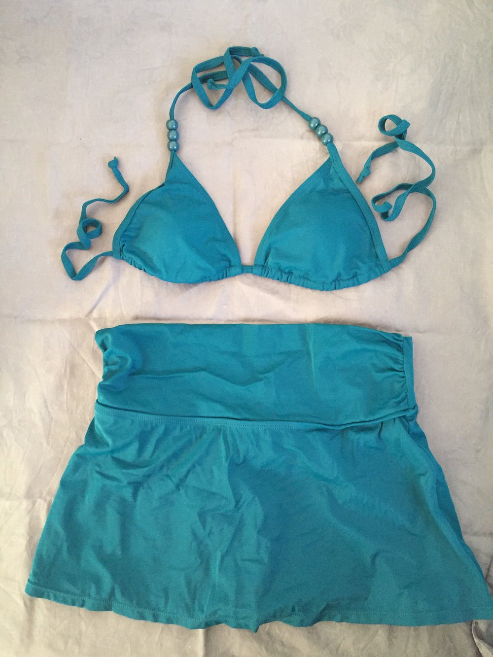 Schöner Bikini Tankini in 36 mit Rock Türkis Zweiteiler