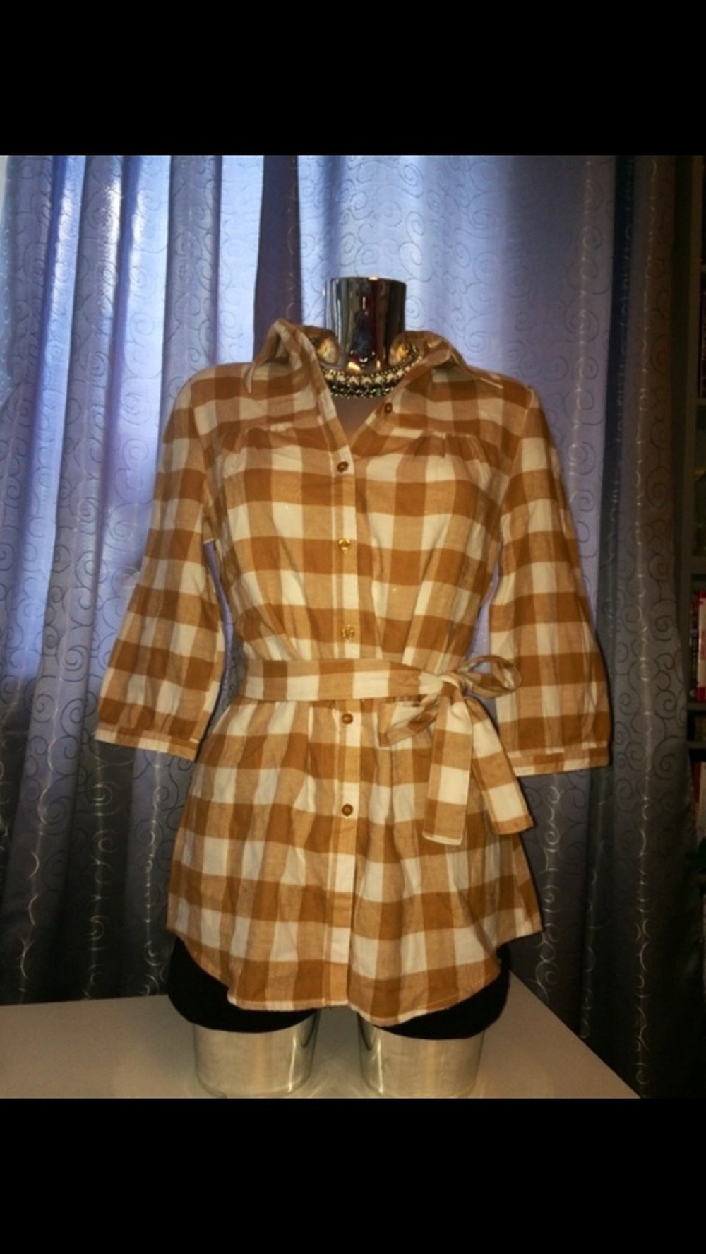 Flanell Holzfällerhemd Beige Braun weiß Gr. S neuwertig