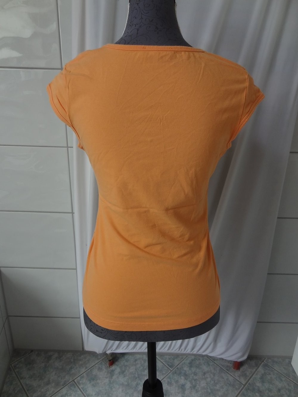 Orangenes T-Shirt mit Pailletten und Glitzer Gr M 152/158