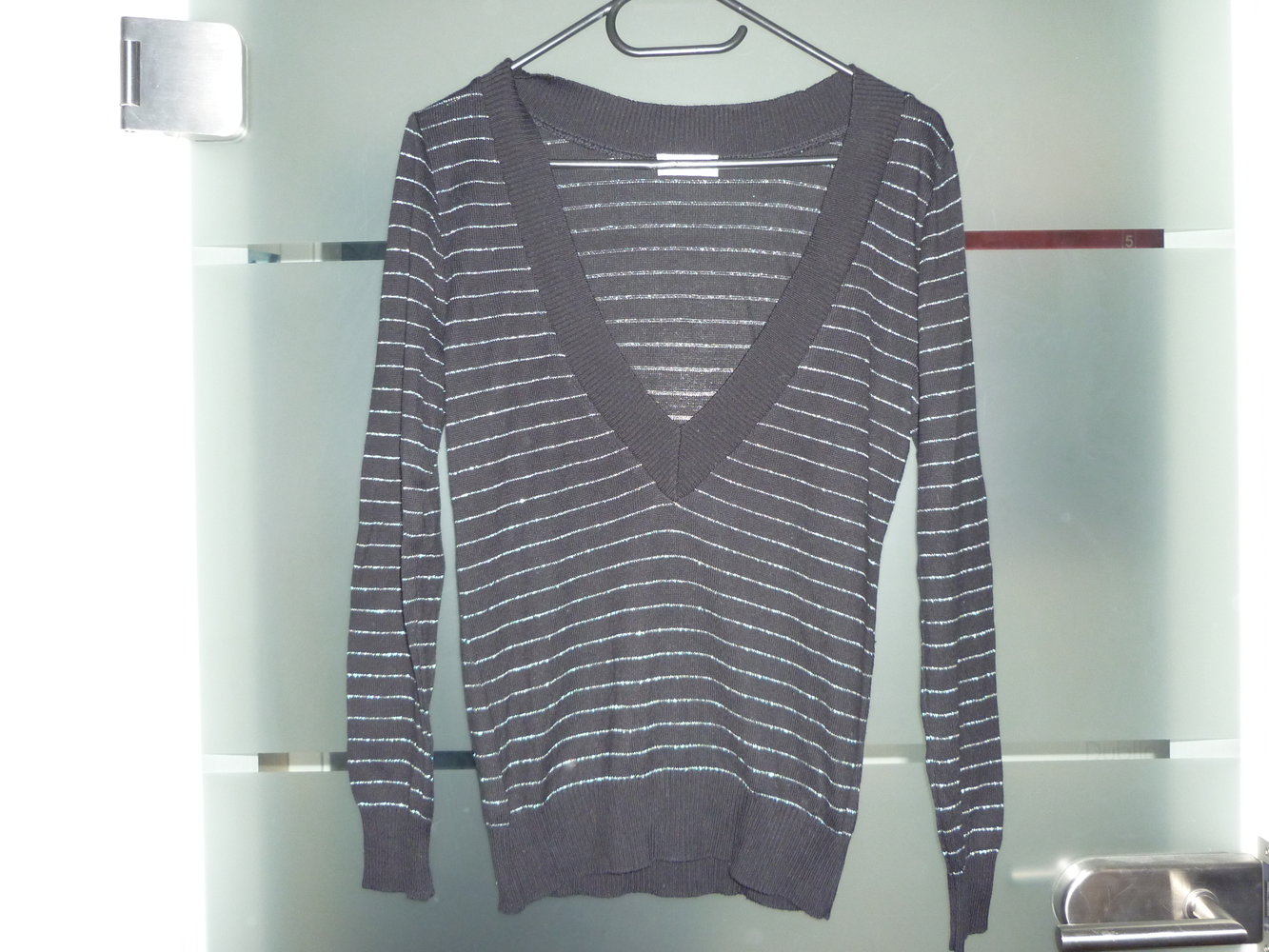 Orsay Strickpullover schwarz silber gestreift Größe S