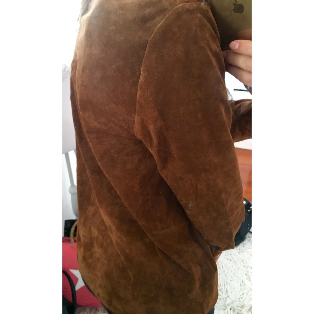 Mit Etikett! Mango Bluse S Echtleder Wildleder cognac braun zum Schüren langarm overzise lässig Bloggerfashion Oberteil Bluse