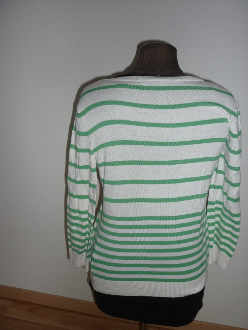 H&M Cardigan Strickjacke grün weiß gestreift Größe XS 34