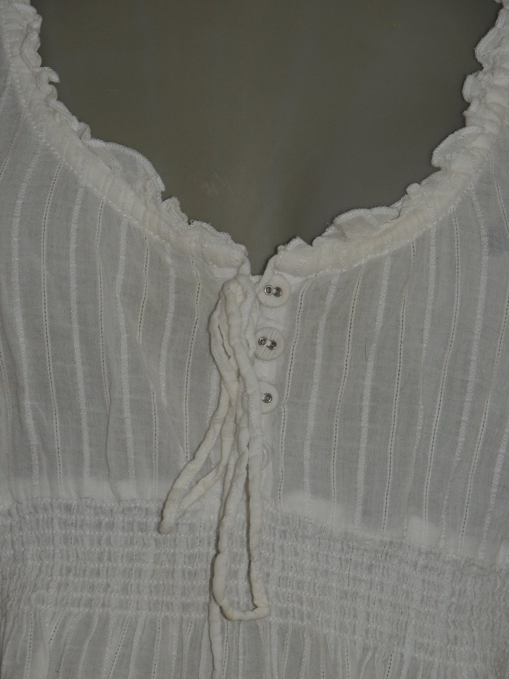 EDC Esprit Babydoll Gr. 36 S weiß Carmen Shabby Romantic Hippie Tunika Bluse Top Shirt Vintage Boho 