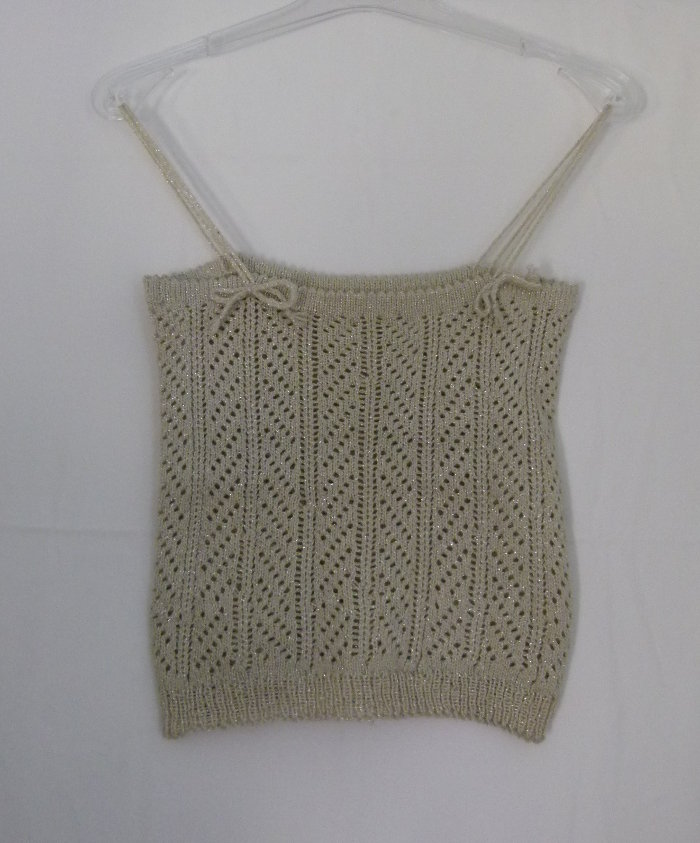 Strick Top aus den 70ern, hellgrau mit Glanzfäden, Boho Mori Sommer Goa Festival Strand 70s Retro Vintage