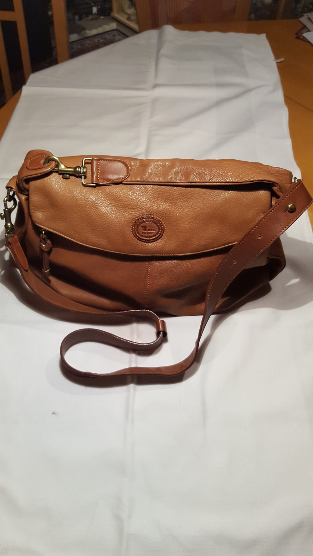 Umhängetasche, Handtasche von Bruno Rossi, echtes Leder