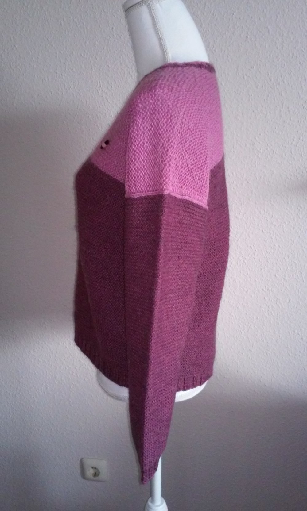 Handarbeit Pulli Strickpullover mit Mohair Pullover handgestrickt Gr.38/40 + kleine Schmuckanstecknadel