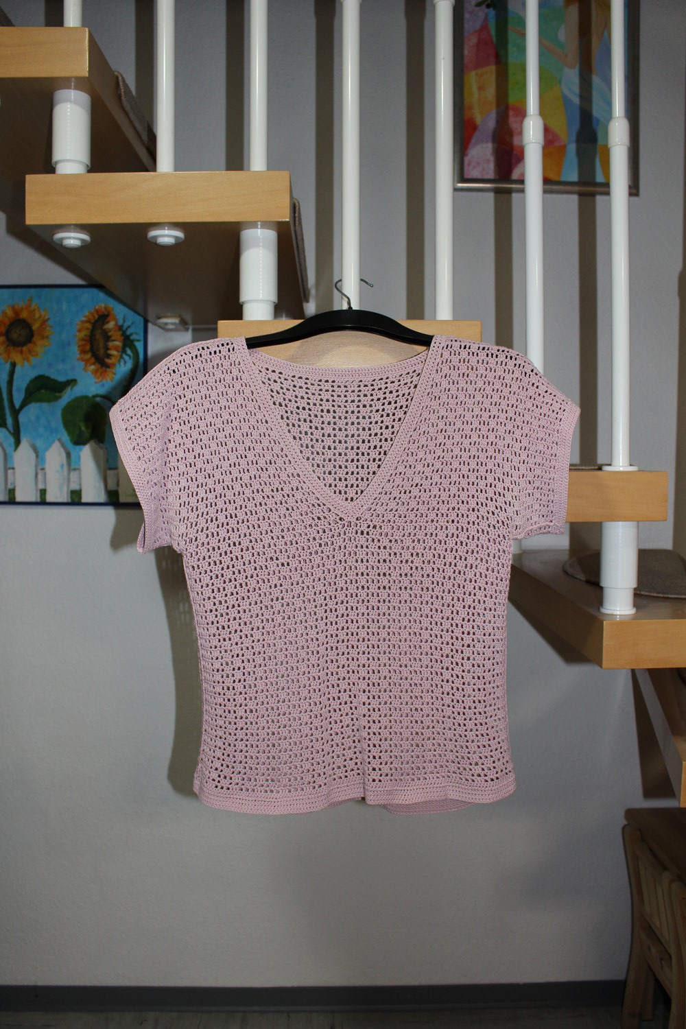 360. Einzelstuck! Häckelshirt, Gr. 38, handgemacht, Farbe - altrosa