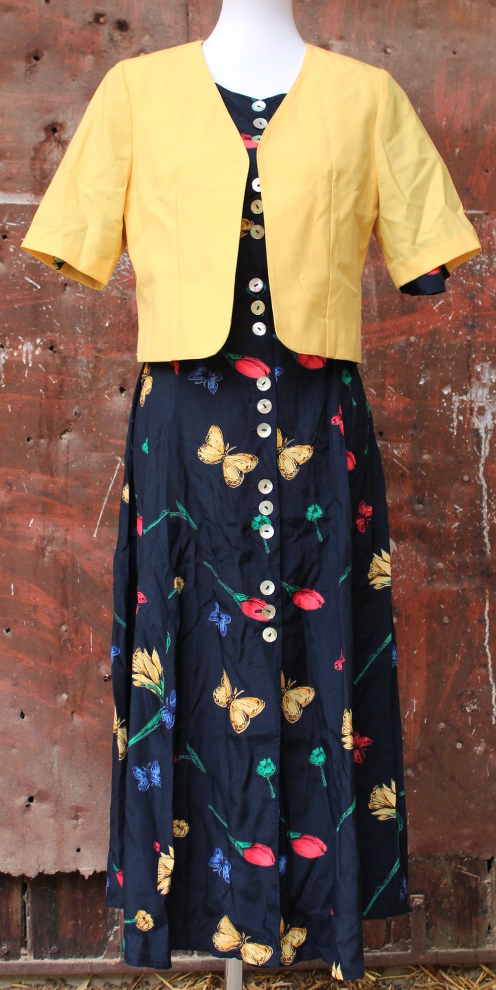 gelbes True Vintage Jäckckchen, DIY Unikat, ca. Größe 38