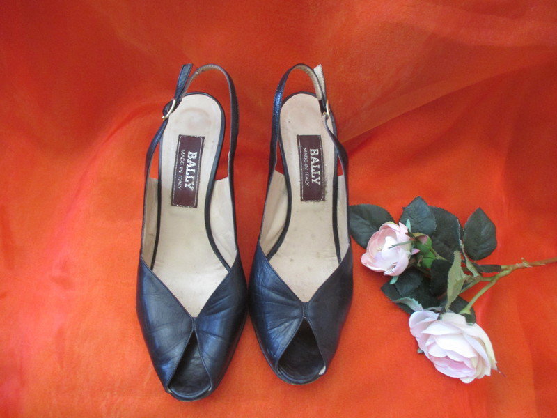 Original VINTAGE * Echt Leder * High- Heels * Peep Toes * Slingbacks * Sling- Pumps * Schuhe 
