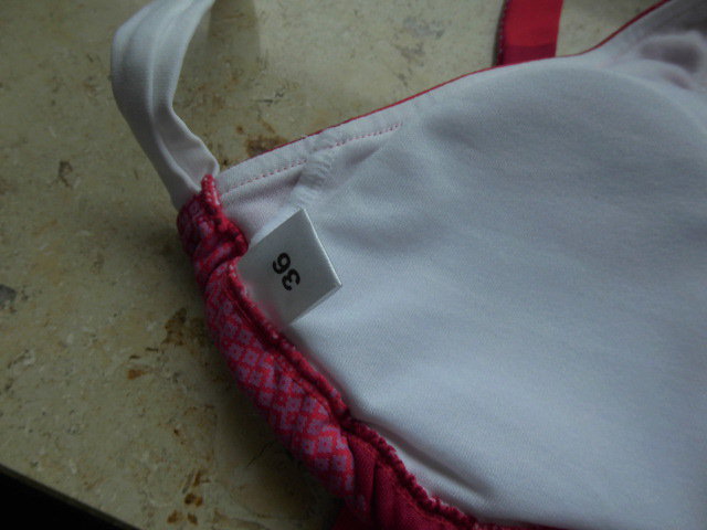 Adidas; Bikini Oberteil, Push Up, Gr. 36, rot - weiß 