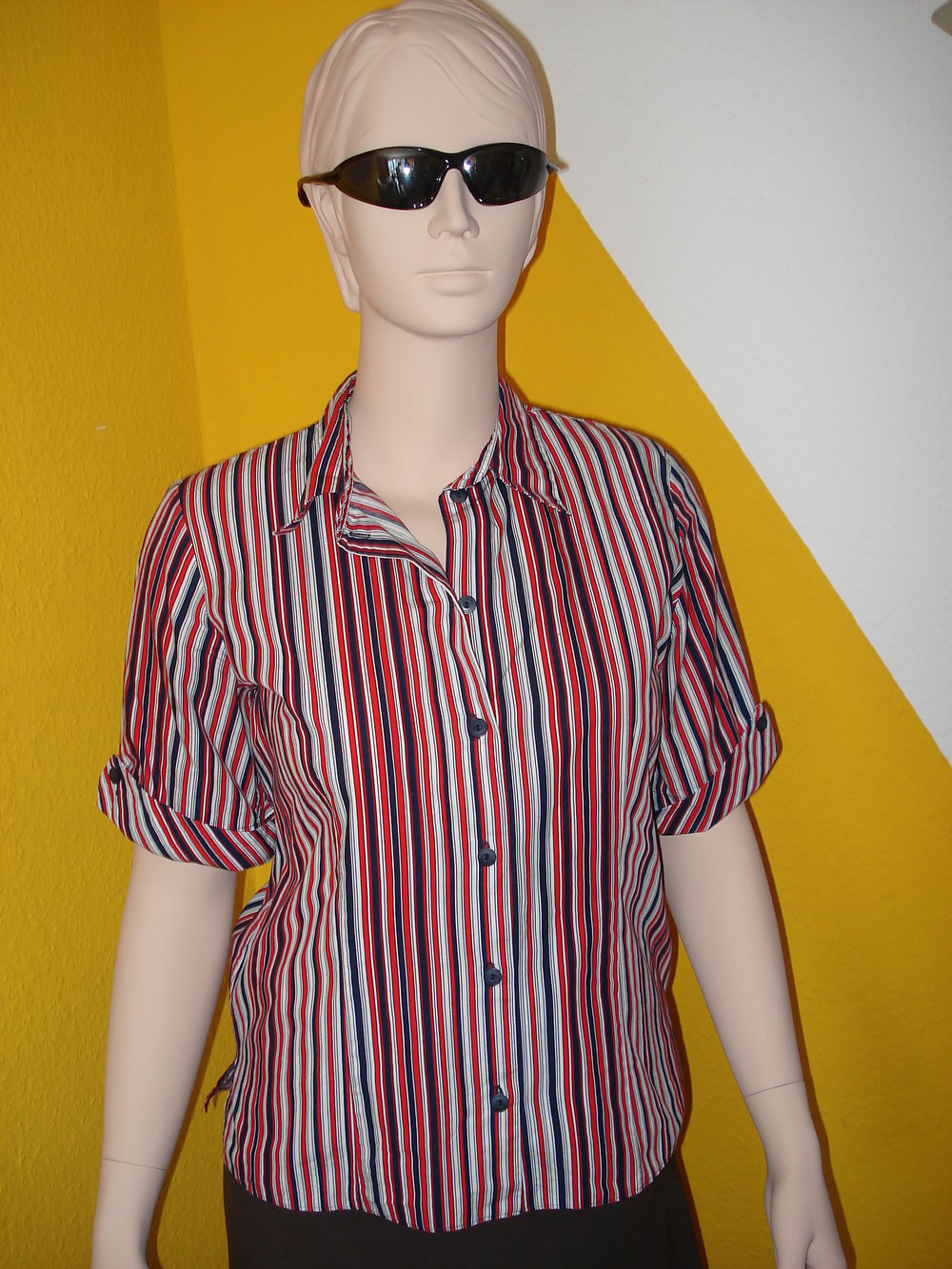 gestreifte Kurzarmbluse