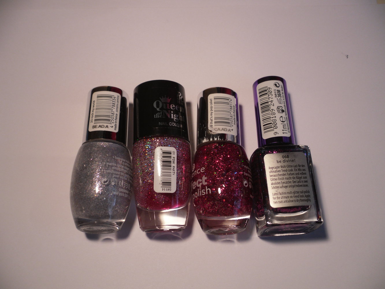 4 verschiedene Glitzer Nagellack 