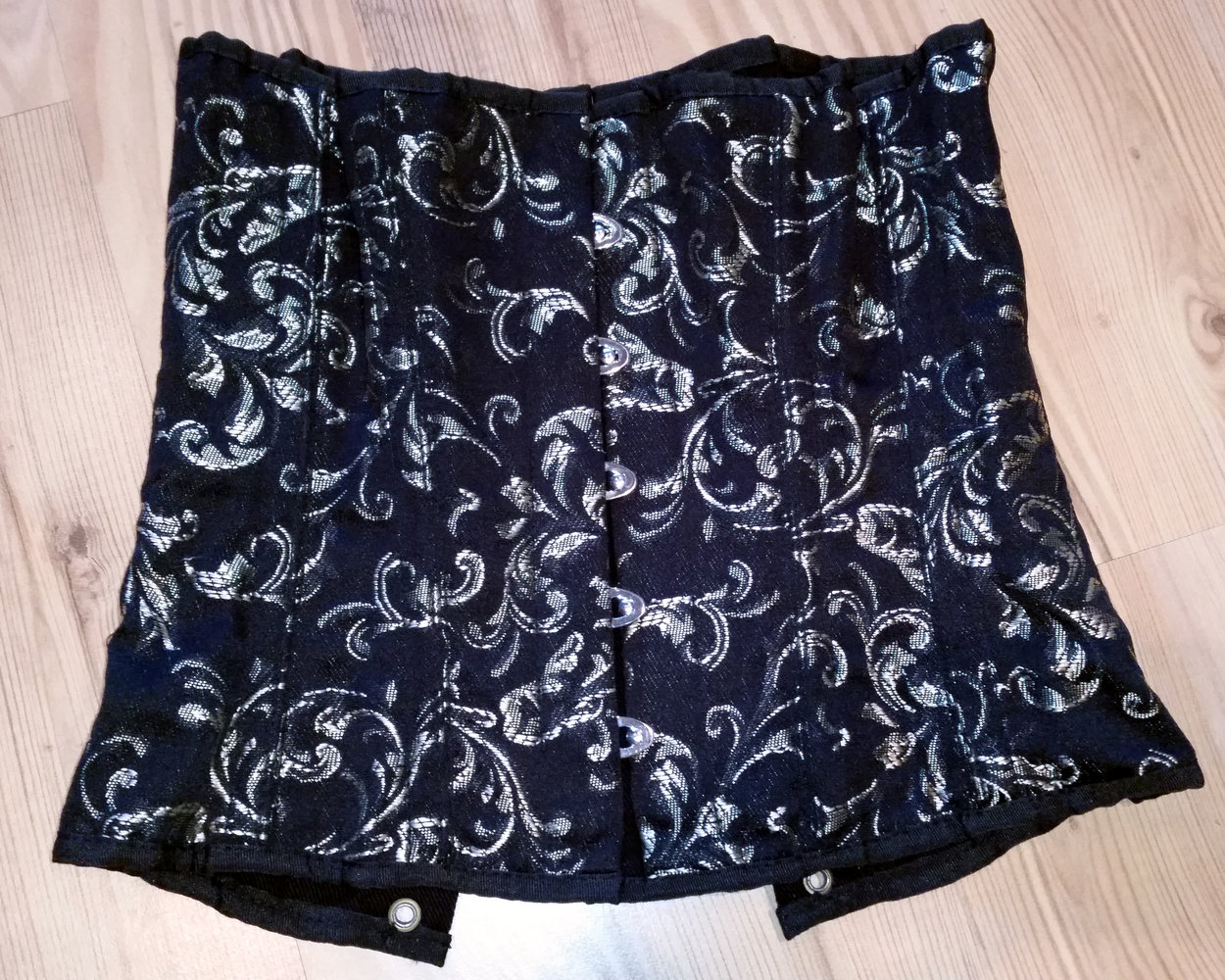 Echtes Taillen Korsett Brokat Schwarz Gold Gr. 36 