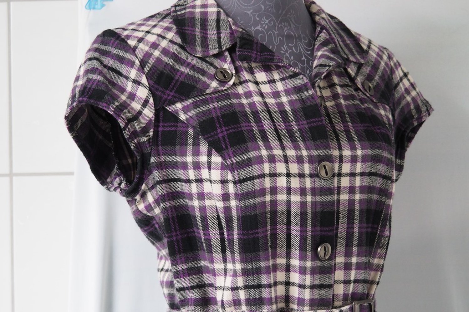 Flannelkleid kariert mit Gürtel