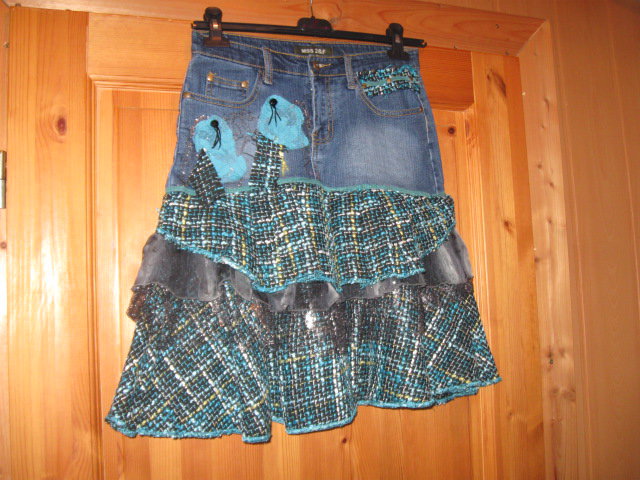 *** Neu ~ Jeans ~ Rock ~ Materialmix ~ Gürtel ***