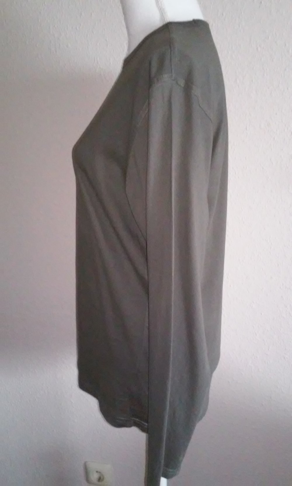 ER/SIE Sweatshirt Langarm Shirt Rundhals Pulli Freizeit/Sport/Unterzieher Basic-Oberteil (in Taupe) stretchig