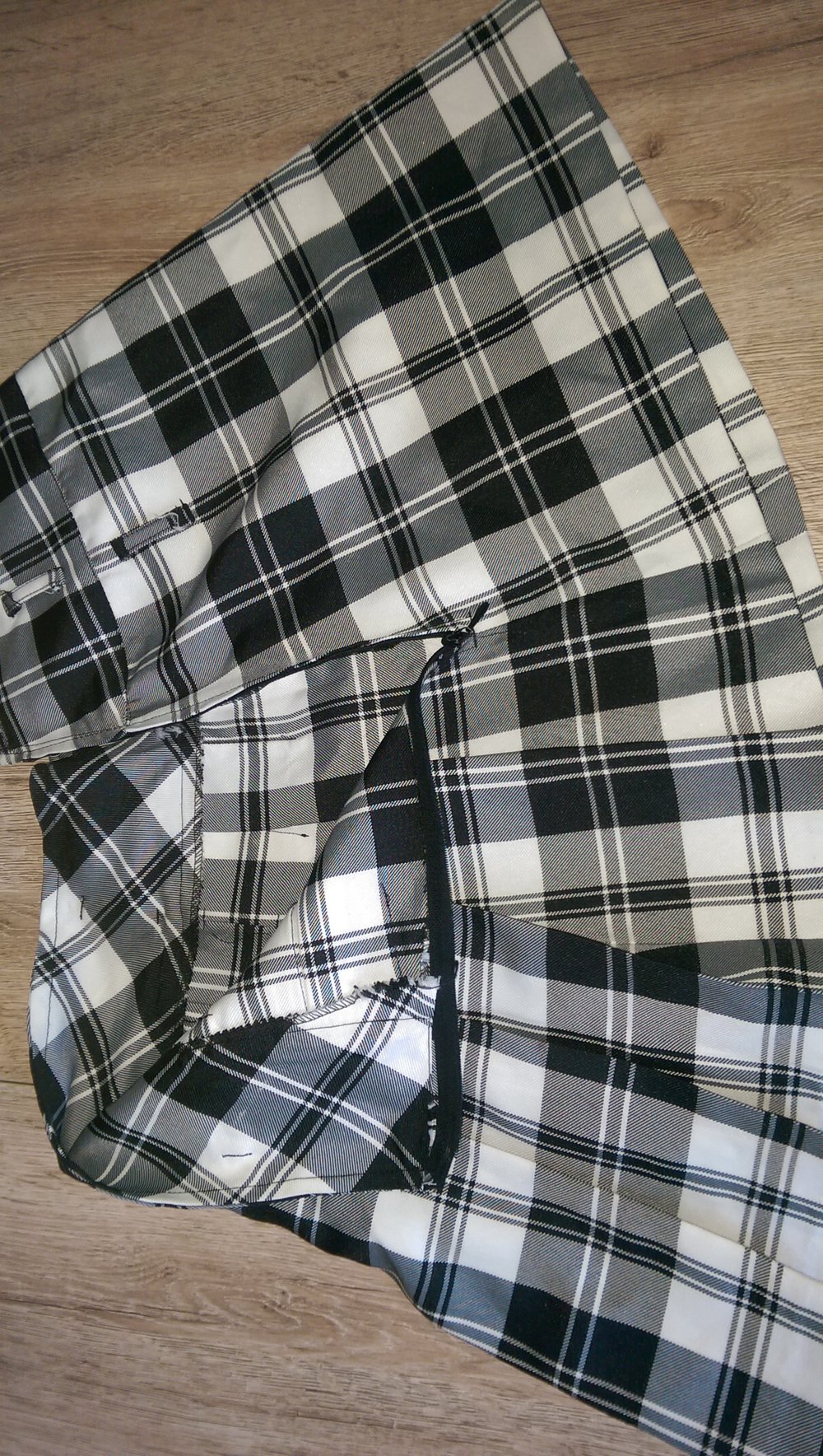 schwarz-weiß karierter Rock S-M, Schottenrock 