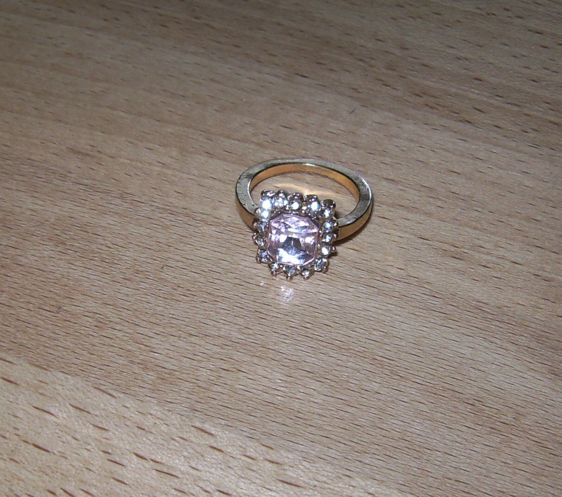 Ring gold, Modeschmuck Steinchen klar, Gr. L, Mittelring  Statement Glamour