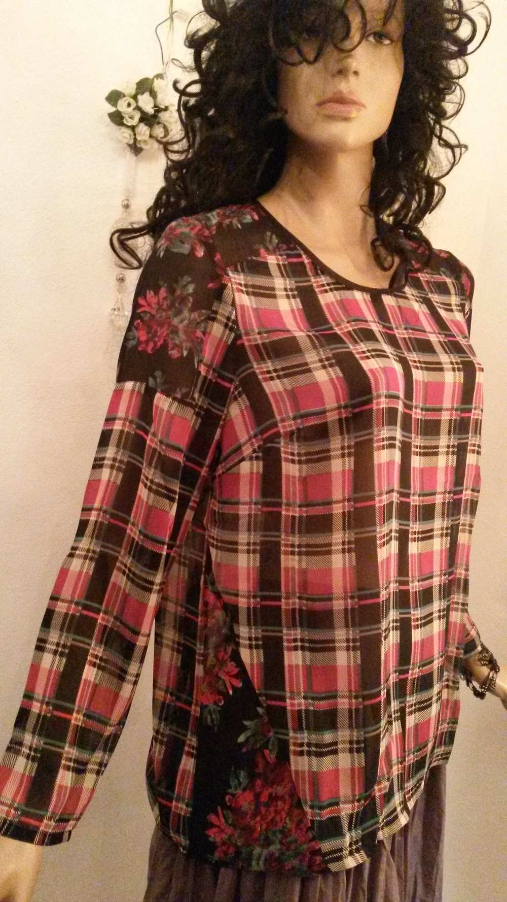 leichte Karo - Bluse im Mustermix 