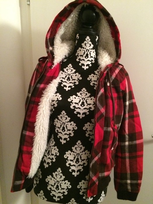 Winterjacke kariert pink gefüttert