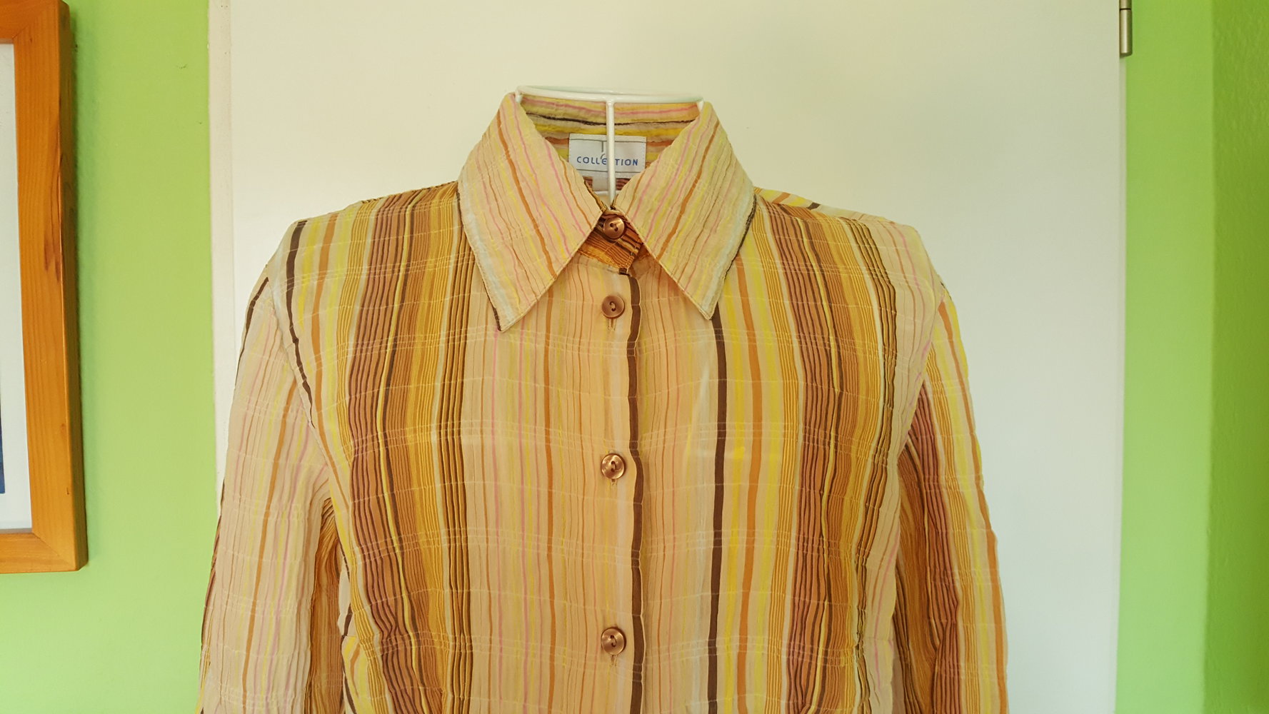 54.  Bluse mit Längststreifen in Herbstfarben von Heine, Gr. 36-38