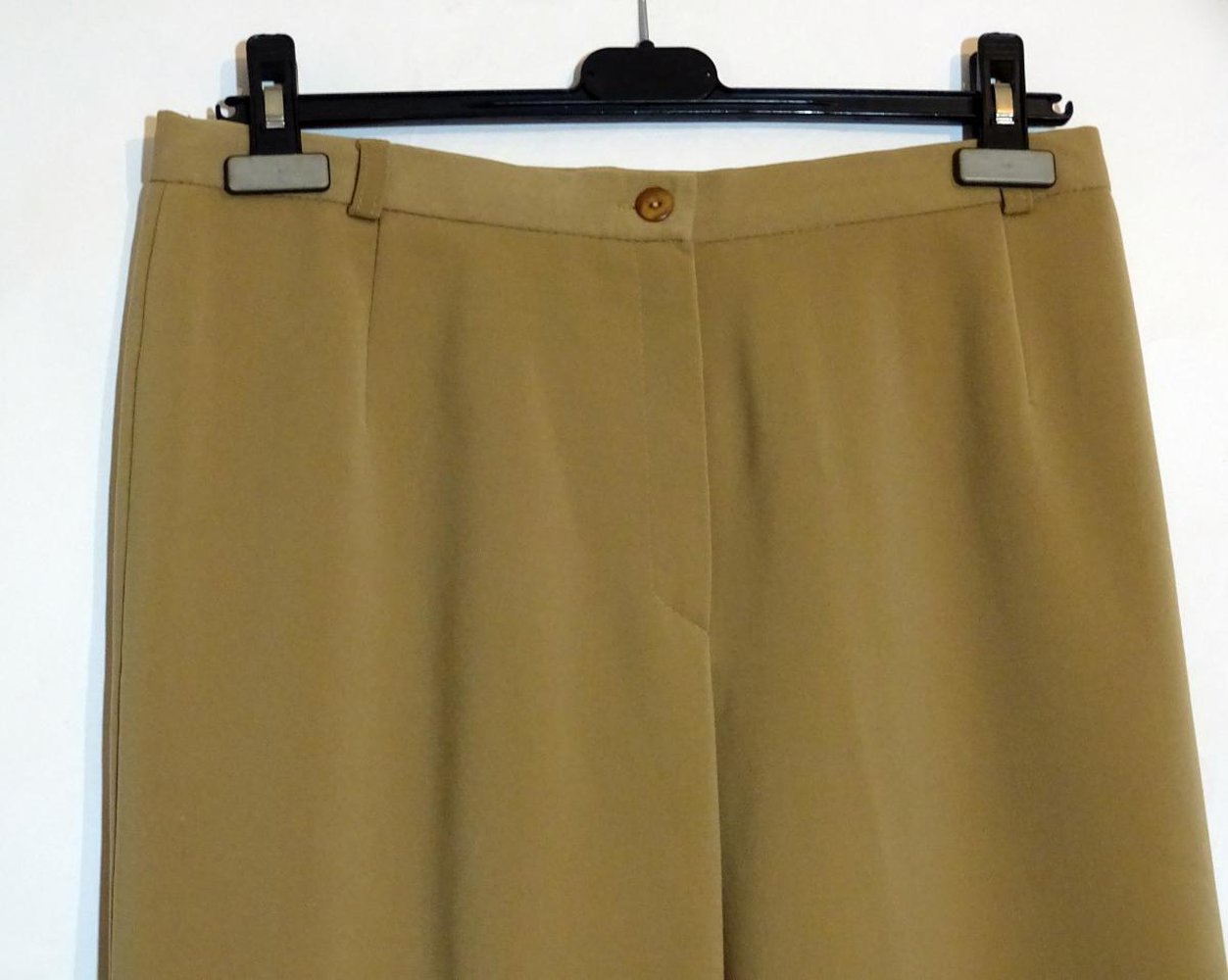 Braune Stoffhose Weit Marlene Beige Gr. 42 Gr. M