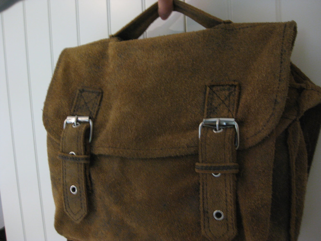 braune Vintage Ledertasche/ Schultasche zum Umhängen