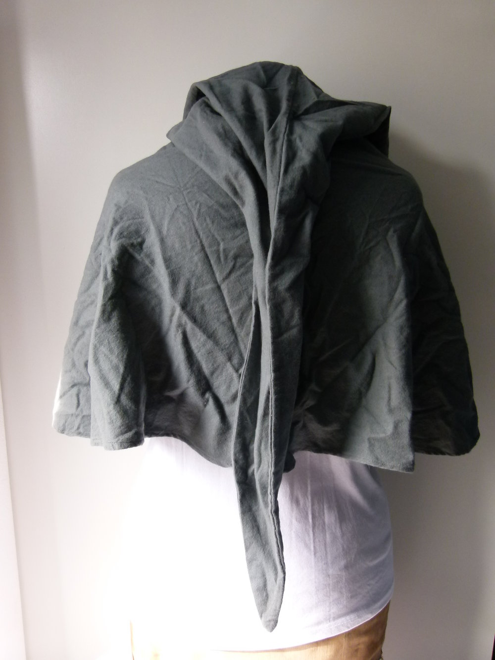 Mittelalter Gugel Zipfel Kapuze, grau, Larp Fantasy Cosplay Goa Festival 