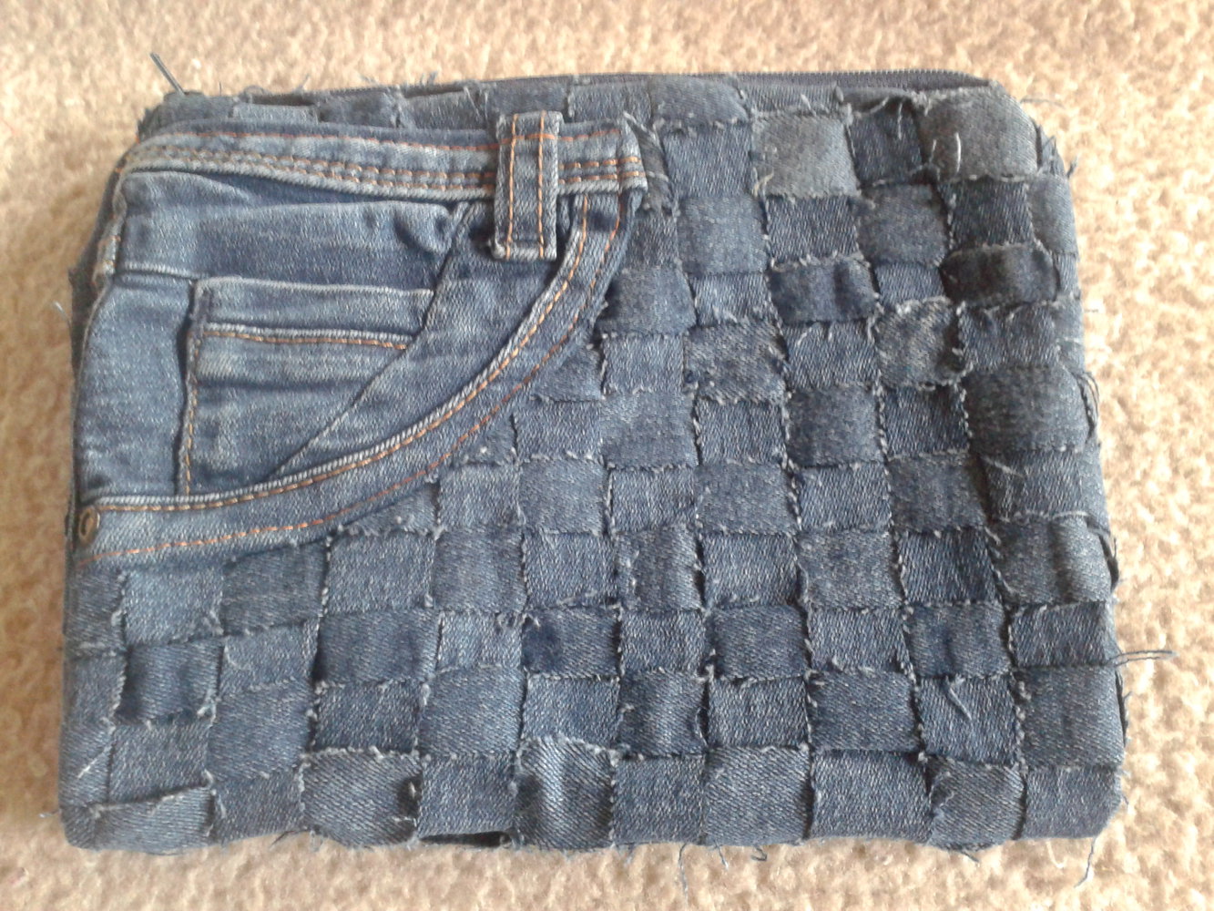 Kosmetiktäschchen, DIY, Jeans, rot kariert, weiß, selbstgenäht, selbstgemacht