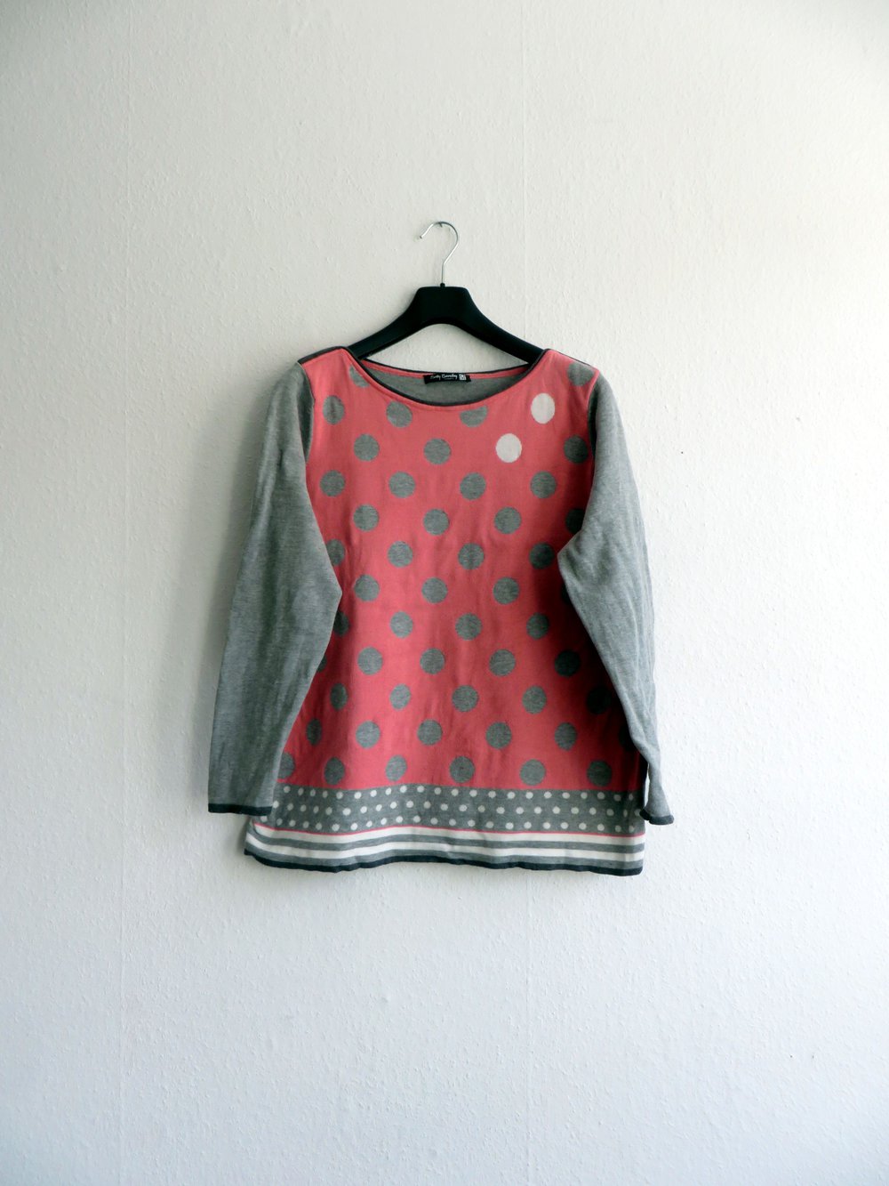 Betty Barclay Strickpullover Gr. XL grau koralle oversized Polkadots Punkte 