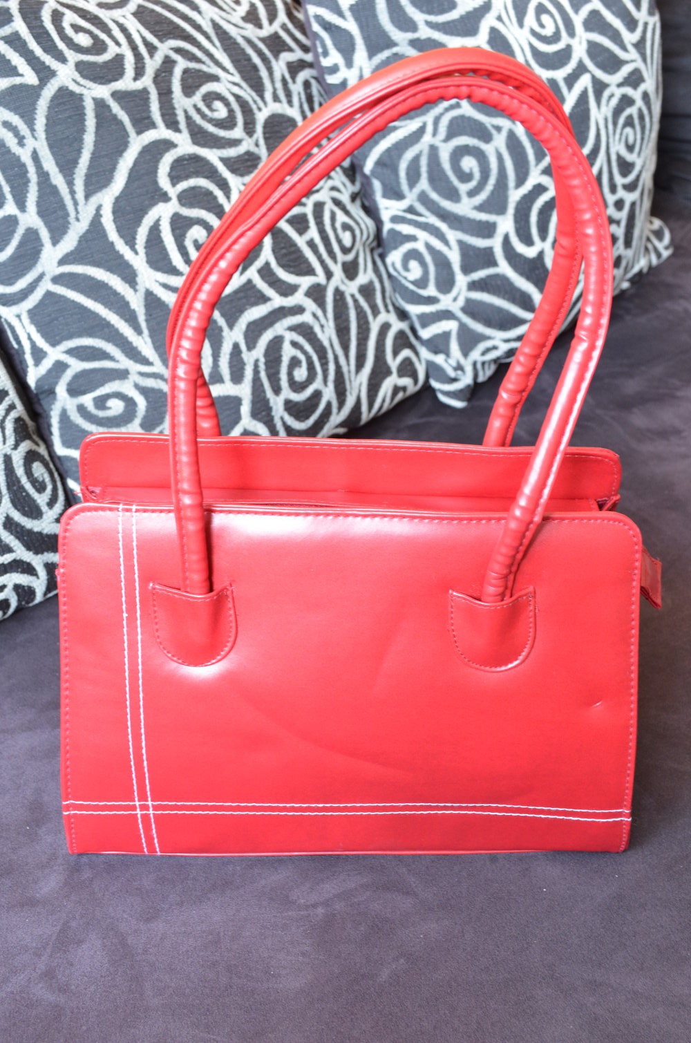 Kleine rote Handtasche / Tasche, Leder