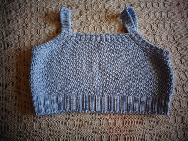 #Crop - Top, Top, Stricktop, Kurztop, Kurzstricktop, ca. Gr. XXS/XS bzw. ca Gr. 32/34, hellblau, Handarbeit