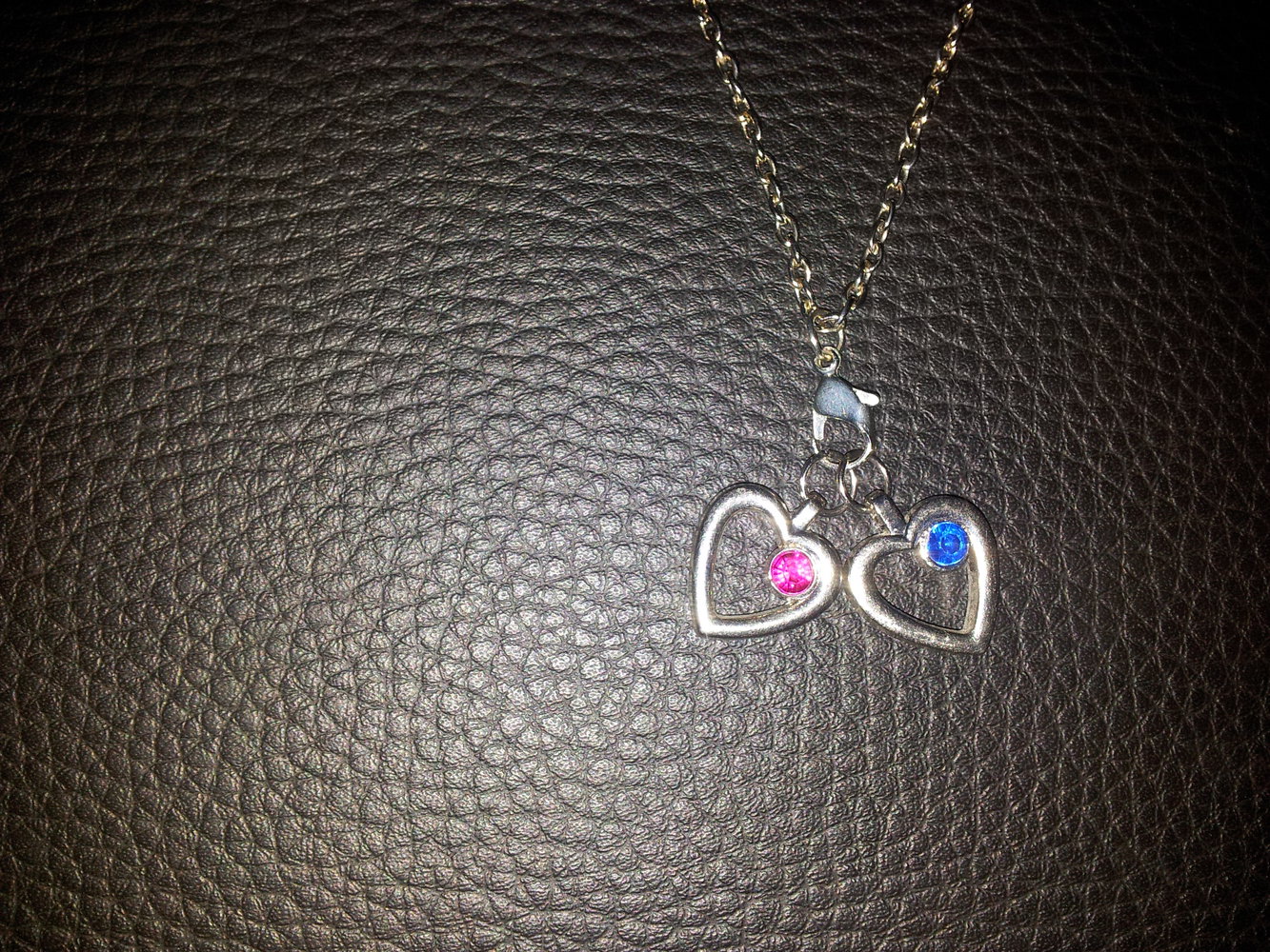 Modeschmuck Kette Doppelherze Herze Strass NEU