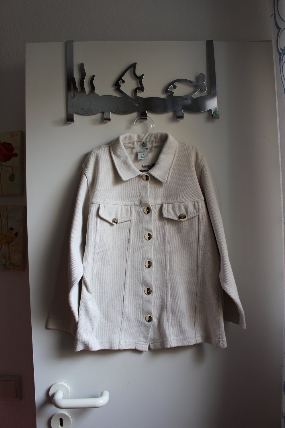 172. Hemdbluse aus Sweatware, beige, Gr. 128