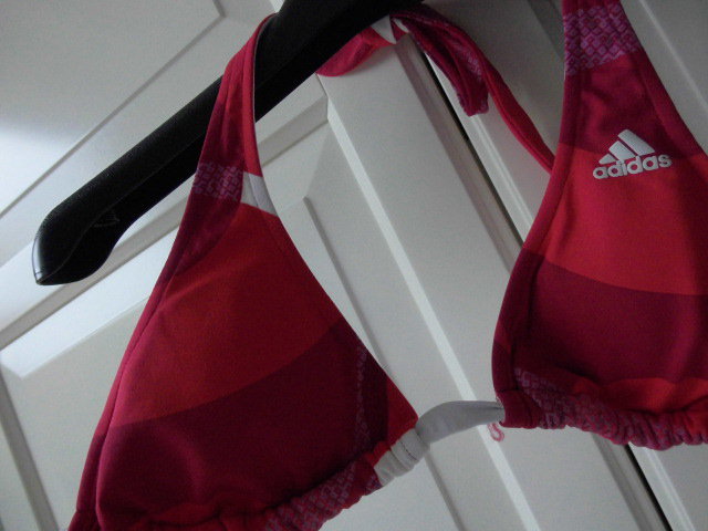 Adidas; Bikini Oberteil, Push Up, Gr. 36, rot - weiß 