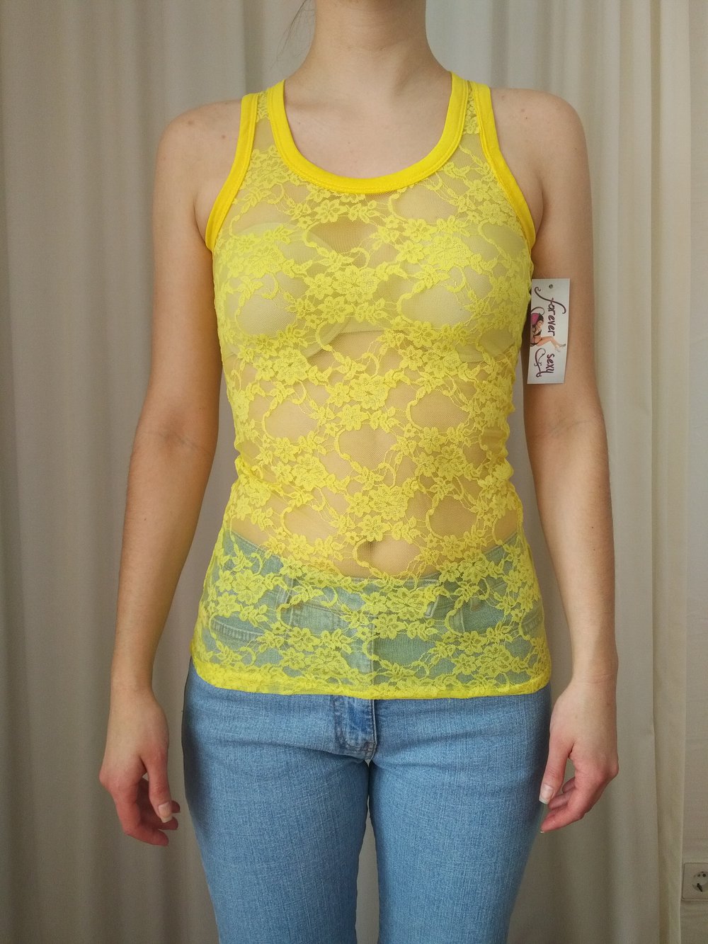 NEU mit Etikett - Netztop Blumen gelb, Gr. XS