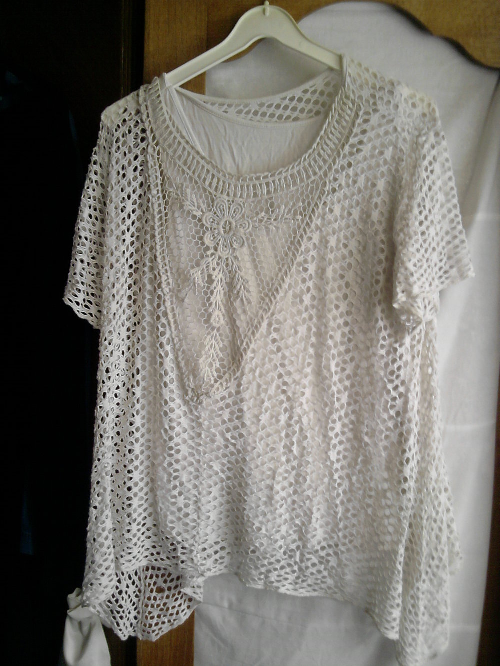 Lagen-Häkel-look Gr.42 creme mit Top Tunika Überzieher