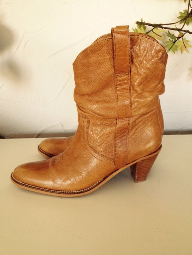 Cognac Leder Design Westernstiefel Boots Schuhe 