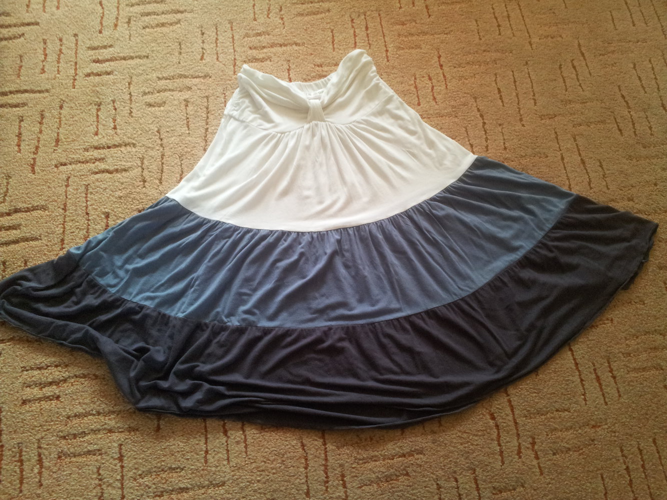 Bondeau Top Gr. S M Stretch weiß blau anthrazit Streifen