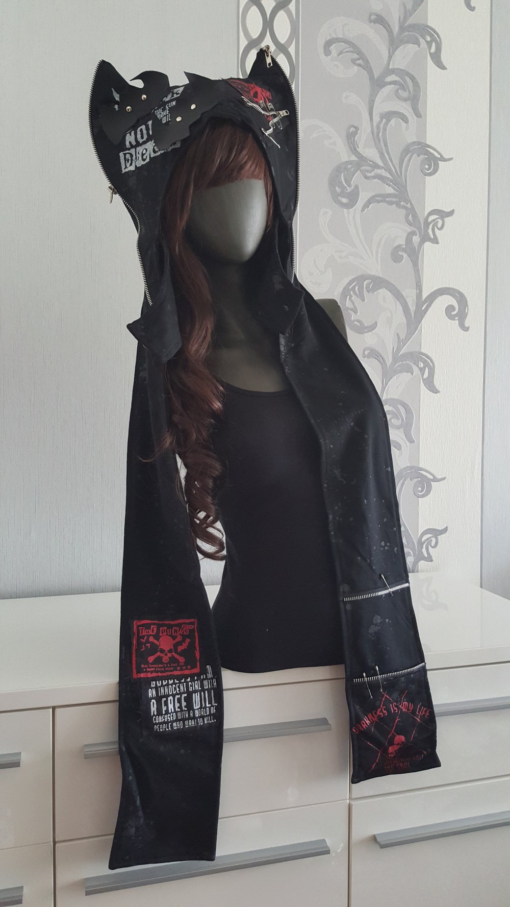 Punk Fledermaus Mütze Schal Batman Schwarz Totenkopf Cosplay Neu