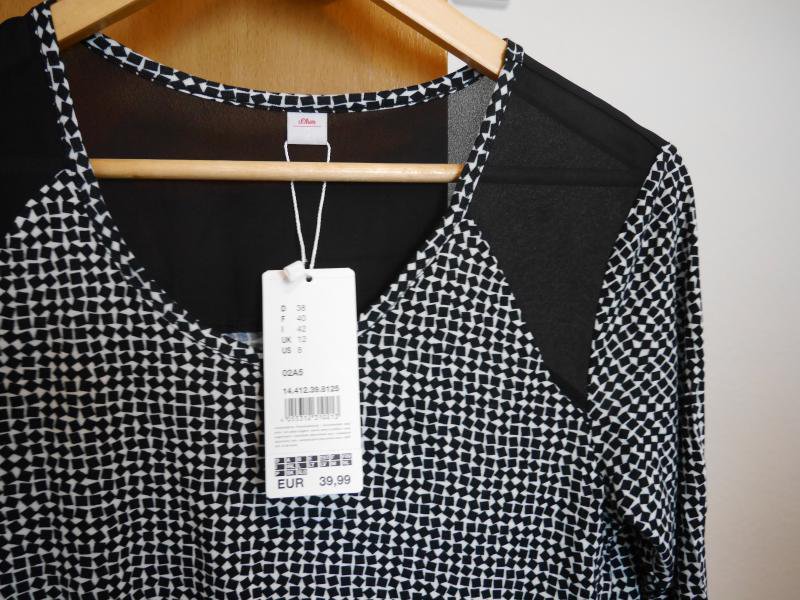 Shirt S.Oliver gemustert mit transparenten Einsätzen