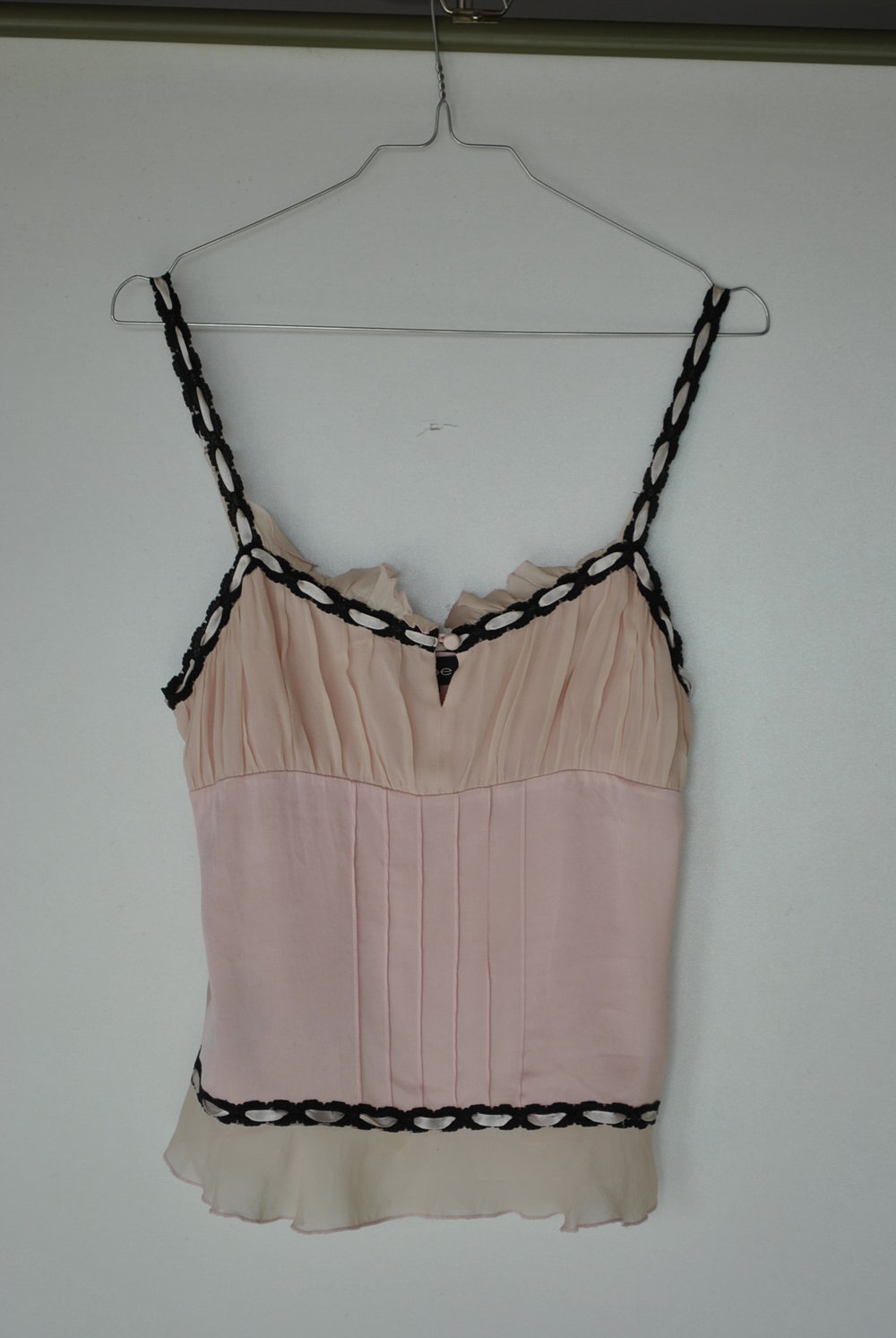 Top in  Burlesque-Stil supersüß rosa Gr S echte Seide  Stretch