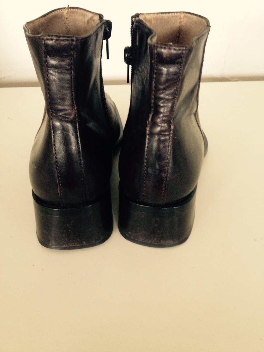 Elegante Braune Leder Stiefeletten Boots Schuhe