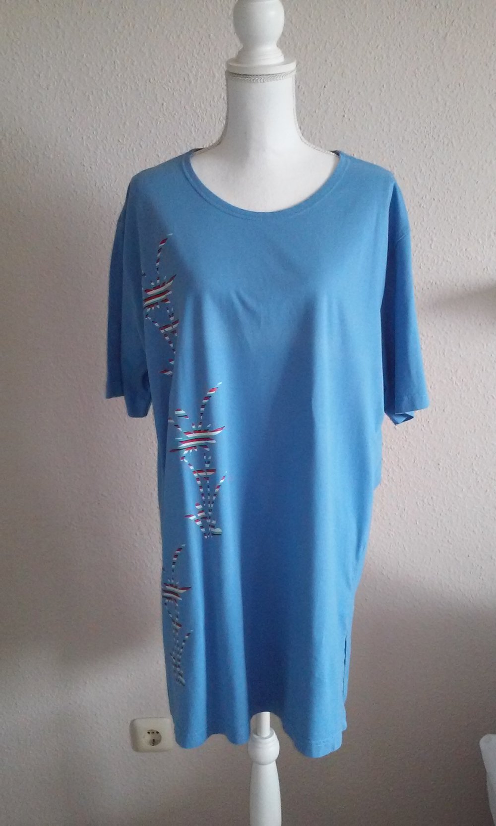  Damen Shirt T-Shirt Longshirt Bigshirt sleepshirt Minikleid Rundhals Ausschnitt ungetragen