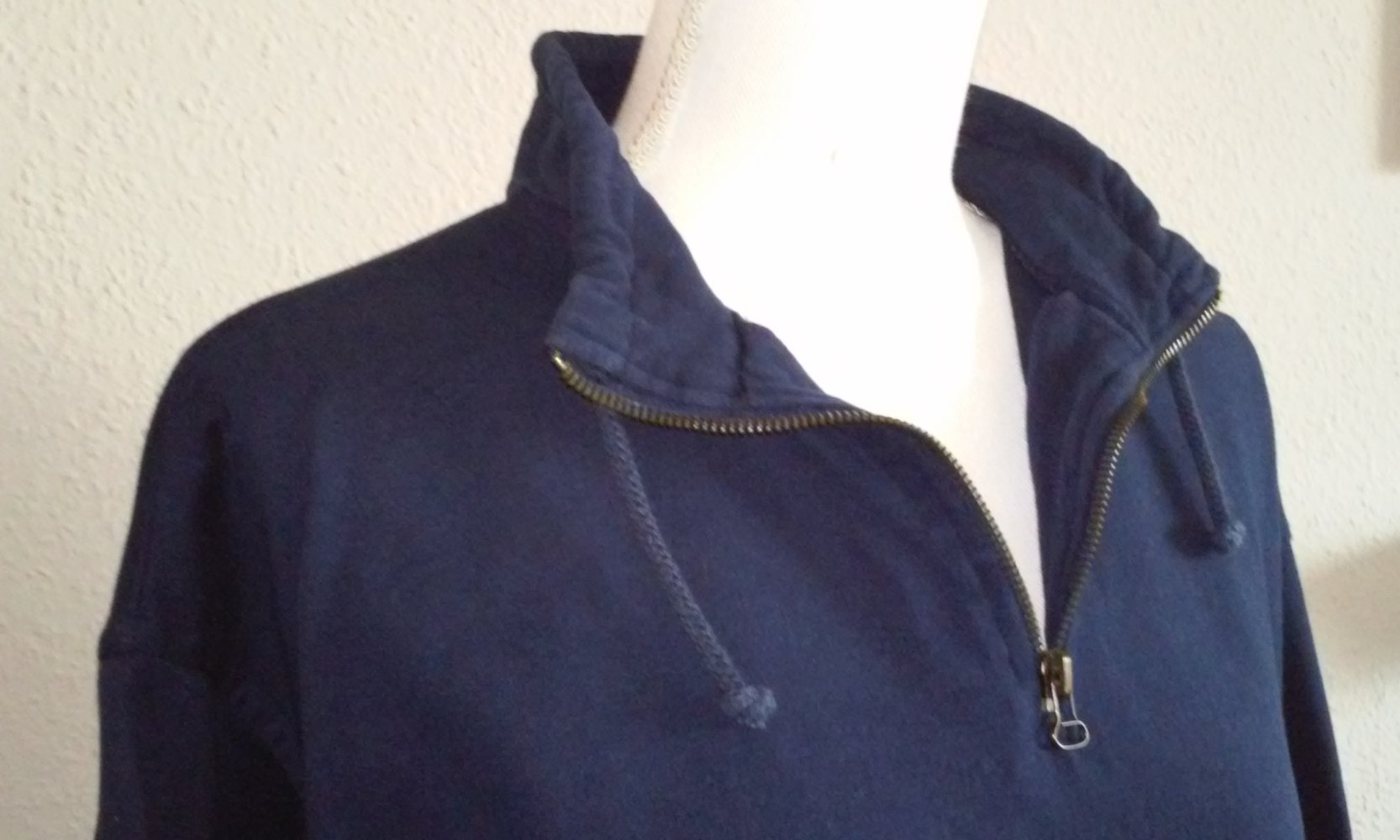 Sweatshirt Langarm Shirt Rundhals/kl.Stehkragen/Reißverschluß Pulli velourartig Freizeit Sport Basic Oberteil