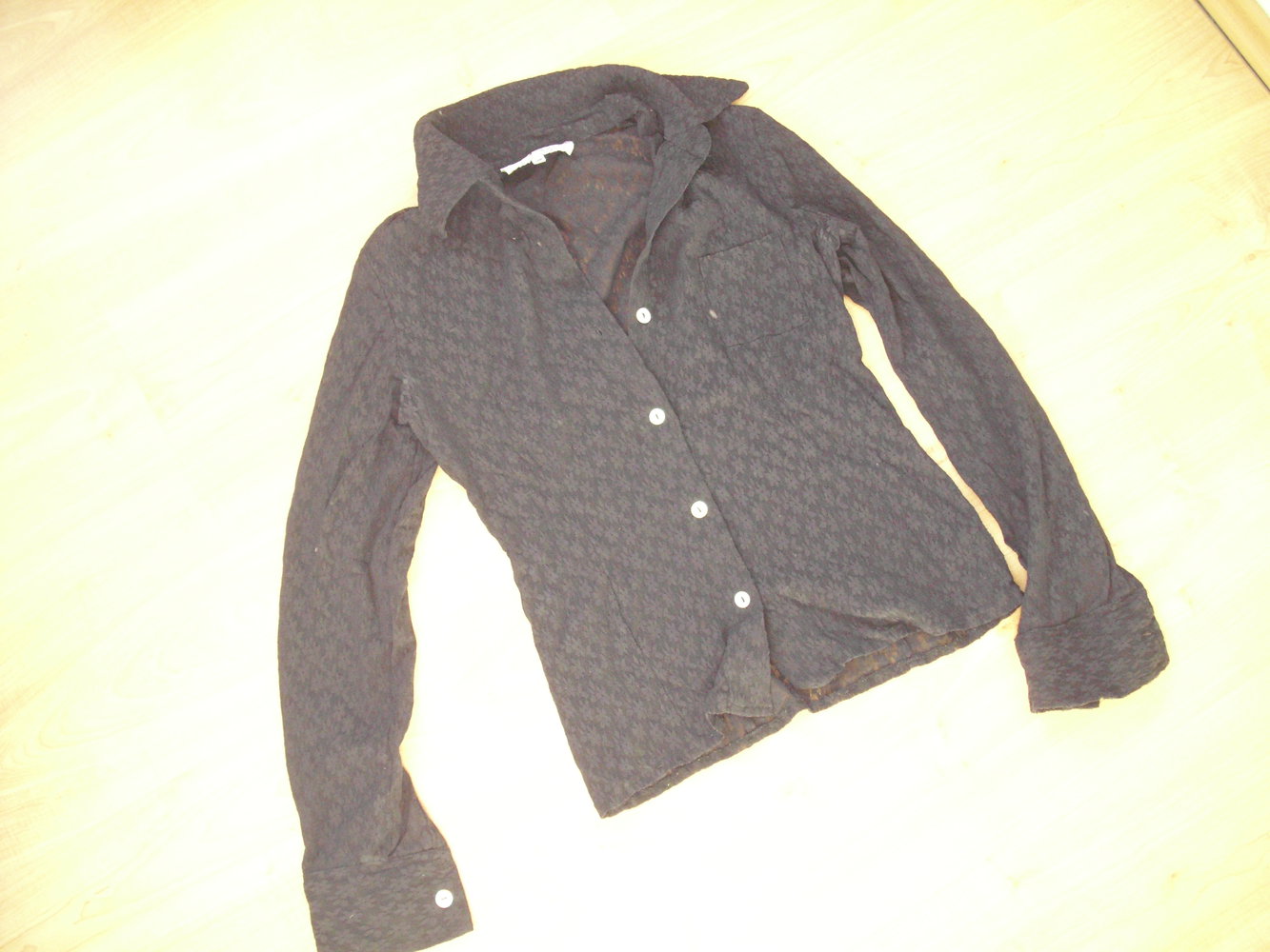 Marree süsse Bluse,Gr. 36, Spitzen-Optik Transparent, Gothic,Hemdbluse schwarz Gr. 36/38 Stretch 