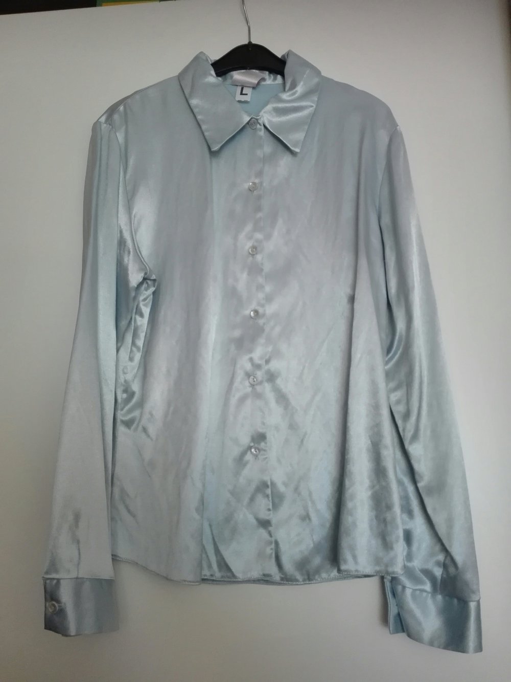 Bluse L hellblau-metallic