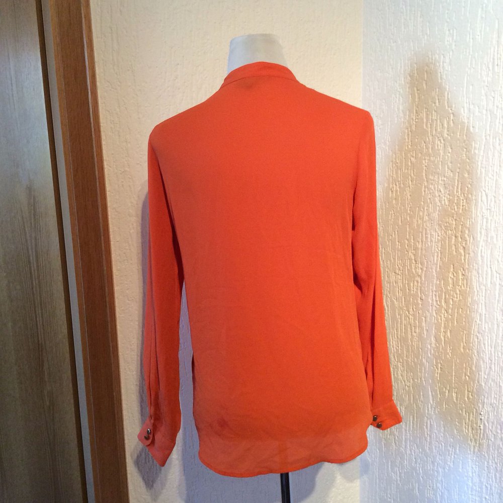 H&M Bluse   Orange langarm Damen Größe 36 leucht transparent durchsichtig 