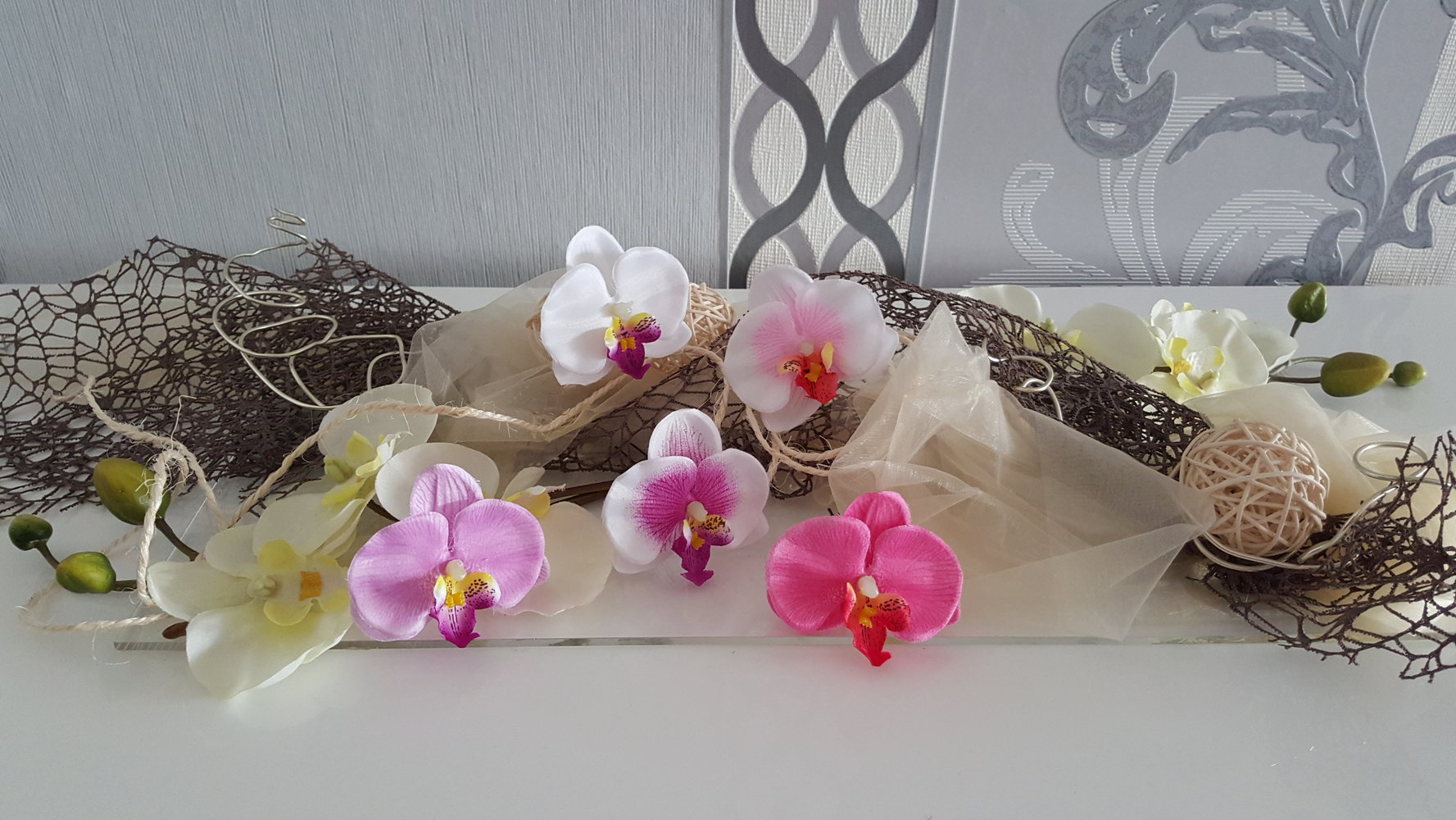 5 Orchideen Blumen Haarstecker Haarklammer Haarschmuck Rockabilly Rockabella Neu