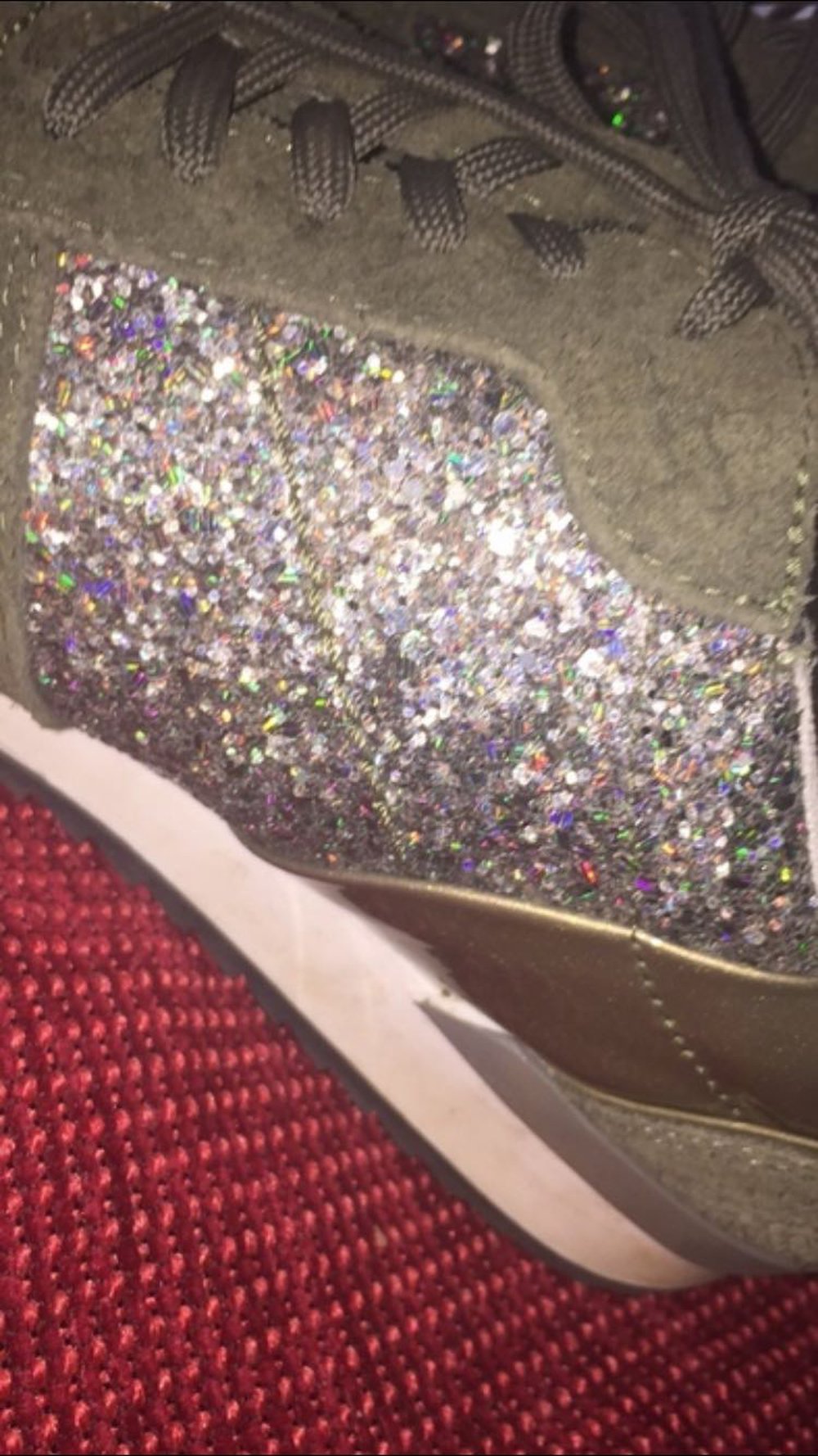 Khaki Schuhe mit Glitzer  oxmox cool Style Trendy Sneaker 